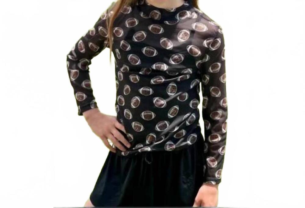 NEW STERLING KREEK girls leopard football mesh top in black